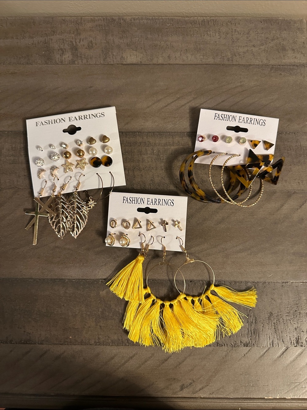 Set with Yellow Tassel Hoop Earrings